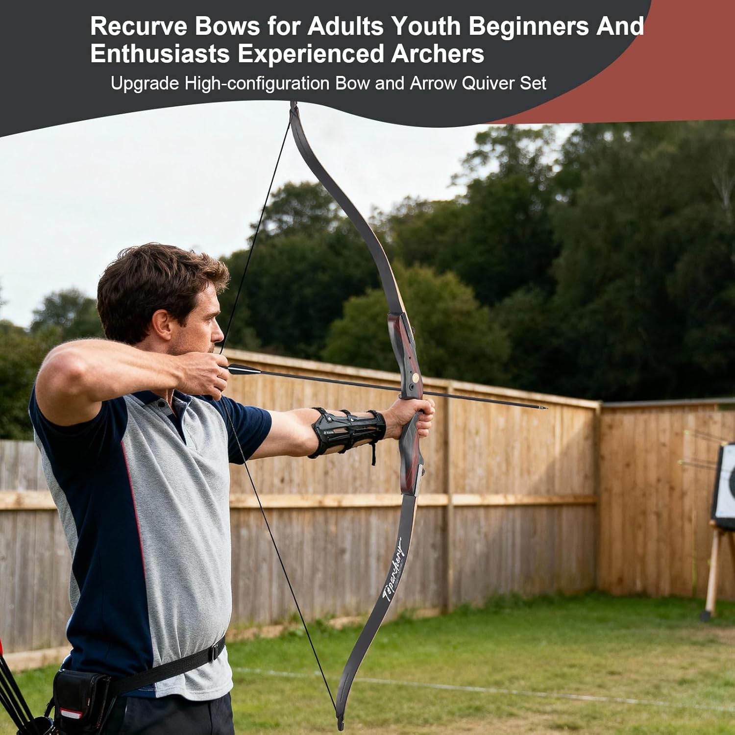 TOPARCHERY 62" Recurve Bow and Arrow Set - Ideal for Adults & Youth Beginners | Right-Handed Takedown Design