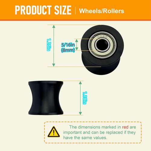 DAFORE Upgraded Machined Wheels/Rollers Compatible with Bayou Fitness,Total Trainer,Taurus,Replacement Parts for DLX,DLXII,DLXIII,ADV DLX,Pilates Pro 2000 2500 3000 3500 4000 570,4Pcs
