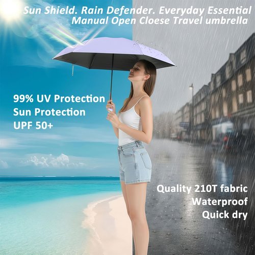 BAODINI Mini Travel Umbrella - Compact UV Sun Protection | Lightweight & Portable for Purse, Backpack