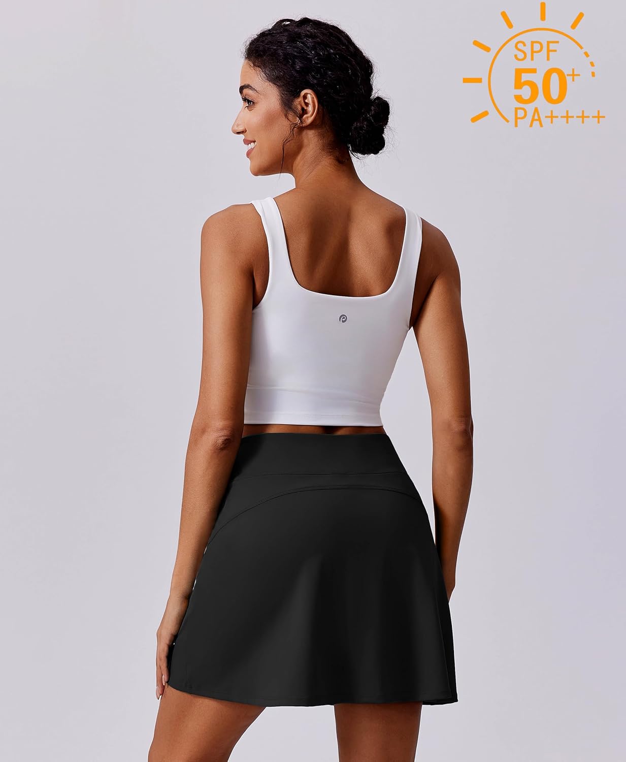 PINSPARK 17" Golf Skorts - High Waisted Tennis Skirt with UPF 50+ Protection & 4 Pockets
