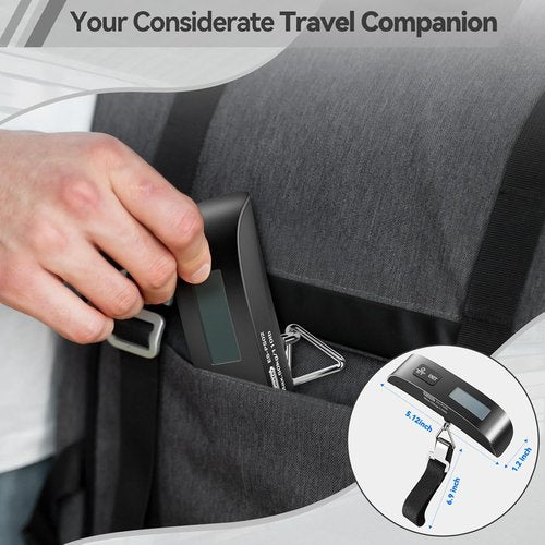 Dr.meter Luggage Scale - Digital Handheld Suitcase Scale with LCD Display & Temperature Sensor - 110 lbs, Black