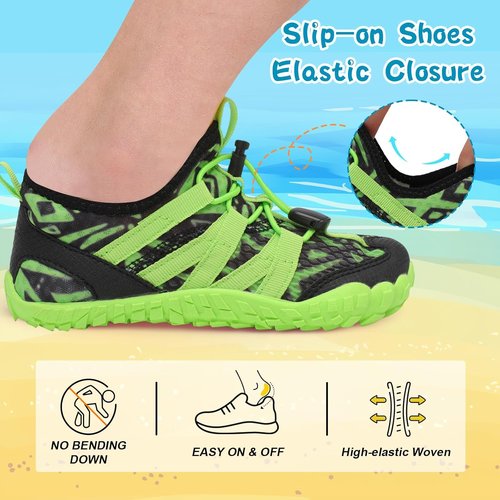 LeIsfIt Kids Water Shoes Boys Girls Wide Barefoot Swim Shoes Quick Dry Aqua Socks with Non-Slip Sole for Beach Pool Surf Hiking