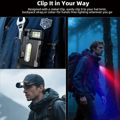 2026 Rechargeable EDC Flashlight with Rotable Lamp Head, 500 Lumens Super Bright Mini Flashlight, 1500mAh Portable Flat Pocket Flashlights, Magnetic Keychain Flashlight for Outdoor Home Emergencies