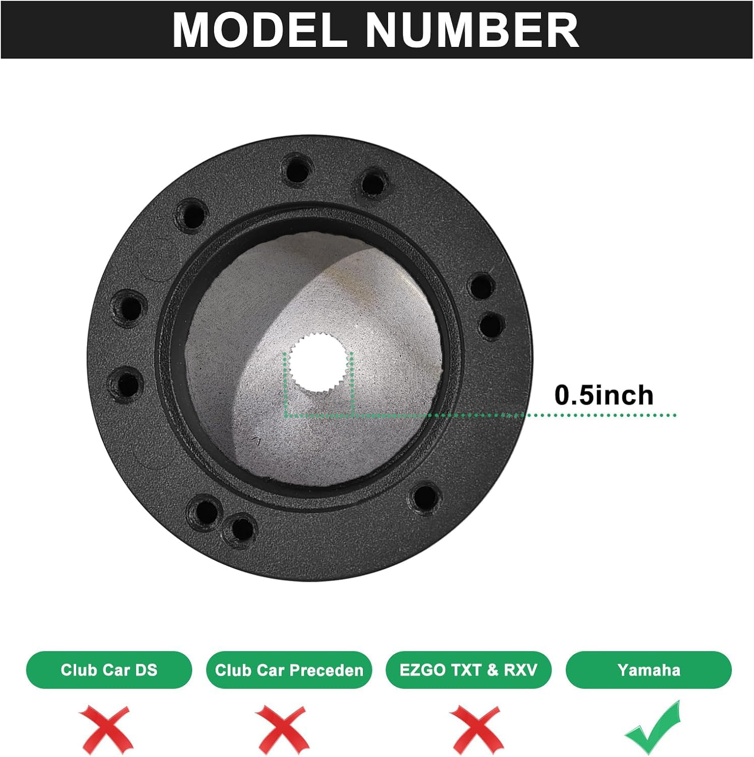 vcoyeix Golf Cart Steering Wheel Adapter, Steering Wheel Adapter Hub Only Adapter for Golf Cart (Adapter for YAMAHA - Black)