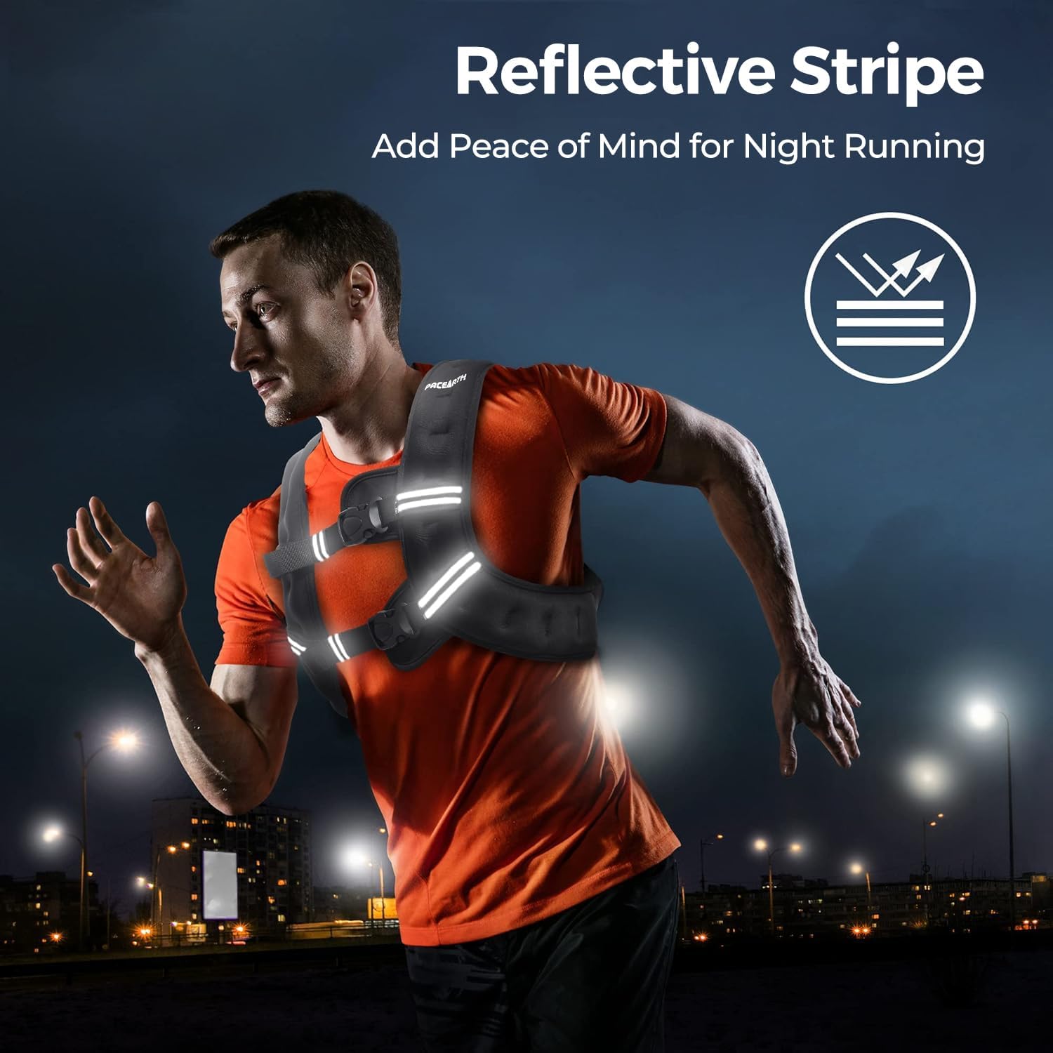 PACEARTH Weighted Vest - Adjustable 6lb to 30lb for Weight Loss & Strength Training | Reflective Stripe