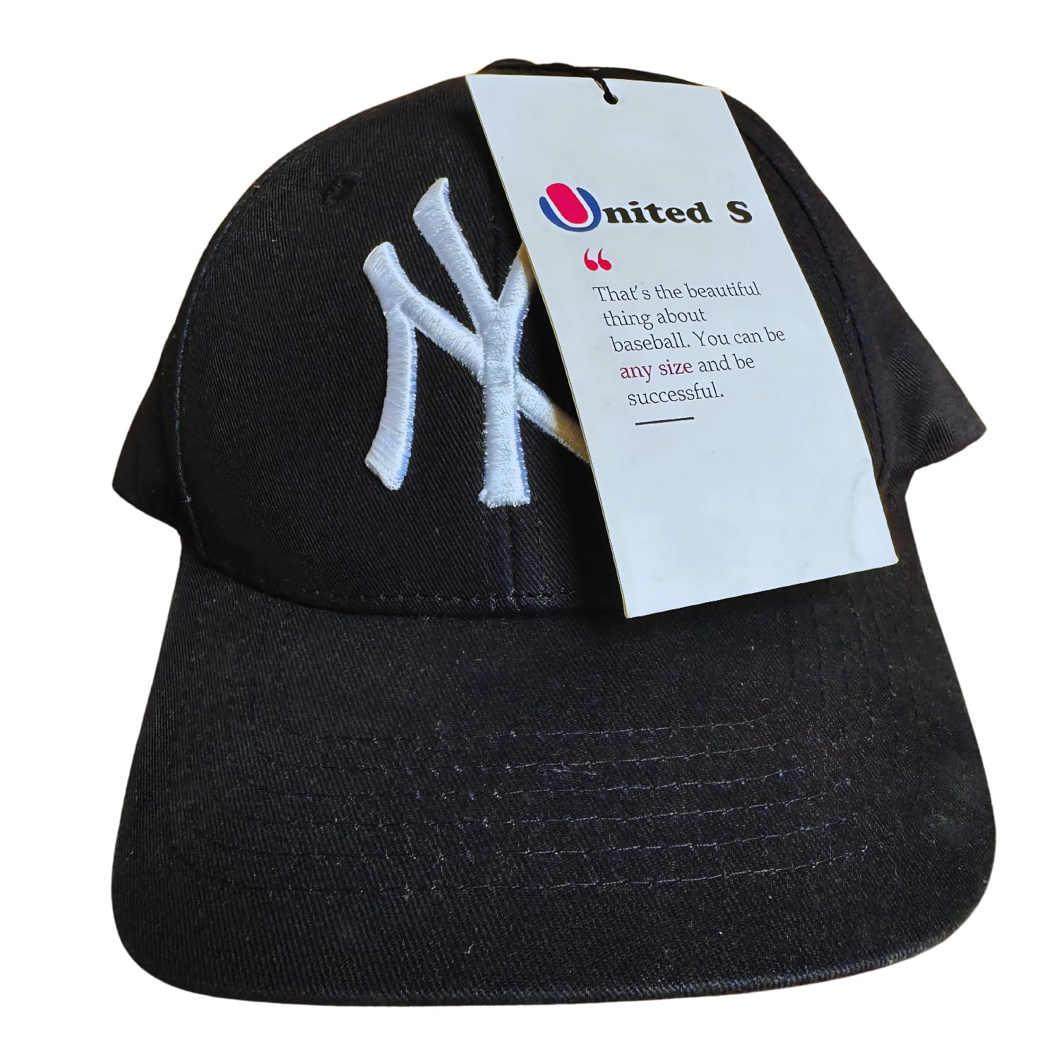 United S New York Cap for Men and Women | N&Y Crafted from Cotton | Good Material with Exquisite Embroidery | Adjustable Buckle Black