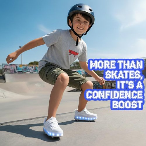 Yogeeft Kids Shoes with Wheels - 4-in-1 Light-Up Roller Skate Shoes with USB Rechargeable Breathable Sneakers for Christmas Birthday Party Gift