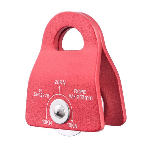 TRIWONDER 20kN Micro Climbing Pulley, Bearing Mobile Sheave Aluminum Fixed Eye Rock Rope Pulley for Rigging Lifting Hitch Tending (Red)