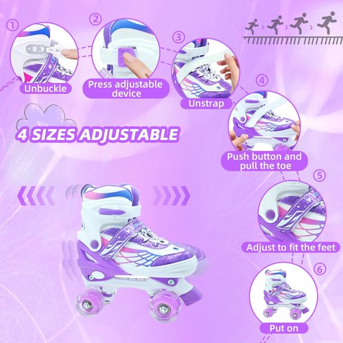 SMOOJOY Roller Skates for Boys Girls, Kids Skates, Adjustable Roller Skates with Light Up Wheels for Ages 3-5 RollerSkates for Youth Beginner