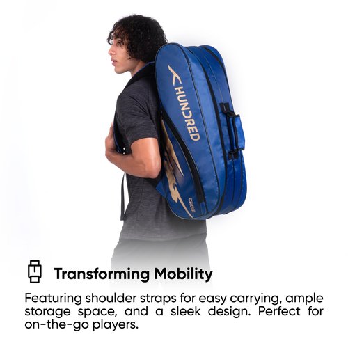 Hundred Cosmogear Badminton Kit-bag (Teal Green, Size: Large) | Double Zipper | Bag with Front Zipper Pocket | Material: Polyester| Padded Back Straps | Easy-Carry Handle
