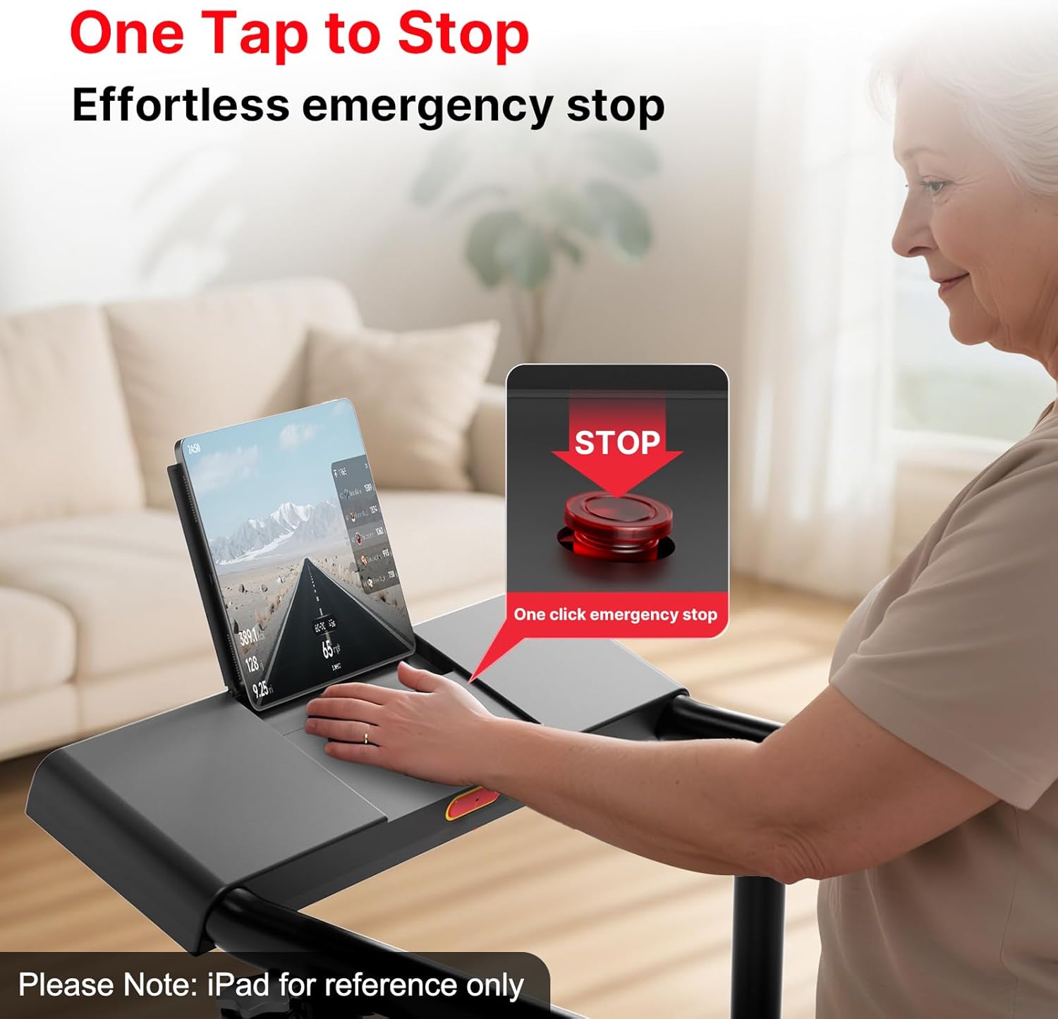 Yesoul Walking Treadmill for Seniors - Safe Home Exercise Machine with Long Handrails & LED Display, 300 lbs Capacity