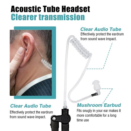 Accessoryway 2 Pin Acoustic Tube Earpiece with PTT Mic Radio Headset for ICOM IC-F4011 IC-F3011 IC-F3001 IC-F4001 IC-F3013 IC-F1000 IC-F2000 IC-F3 IC-F4 IC-F24S IC-F43TR Two Way Radio