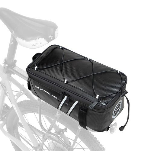 Sunpeak Bike Rack Bag, 7L Waterproof Rear Rack Bag for Bicycle & Ebike, Reflective Bike Trunk Bag with Adjustable Bungee Cord, Bicycle Cargo Bag for Commuting, Travel, Outdoor Cycling