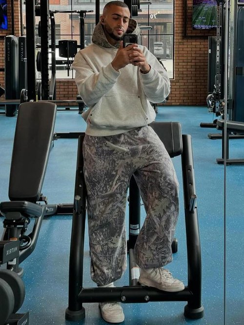 Ogfao Men's Baggy Camo Sweatpants Wide Leg Hunting Loose Joggers Workout Athletic Sweat Pants wtih Pockets Green M