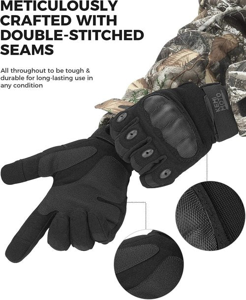 KEMIMOTO Tactical Gloves - Touchscreen Motorcycle Gloves with Hard Shell & Palm Padding | Ideal for Cycling, Hunting, and Hiking