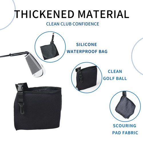 yiranhom Golf Club and Ball Cleaning Bag with Waterproof Liner, Detachable Clip, Machine Washable - Clean Club Grooves and Dry Exterior, Neoprene or Microfiber Golf Accessory