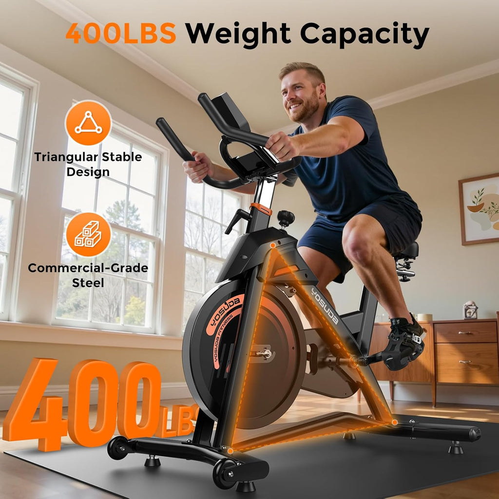 YOSUDA PRO Magnetic Exercise Bike - 350 lbs Weight Capacity | Silent Indoor Cycling with Comfortable Seat Cushion