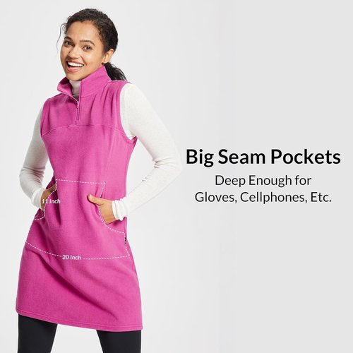 Baleaf Women's Fleece Dress | Warm Thermal Quarter Zip Pullover Tunic with Pocket - Perfect for Winter Travel