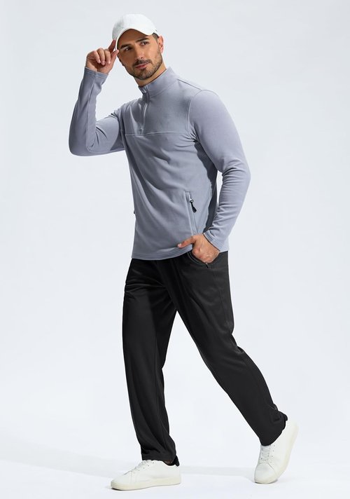 G Gradual Men's Athletic Sweatpants - Lightweight Mesh with Zipper Pockets for Gym & Running