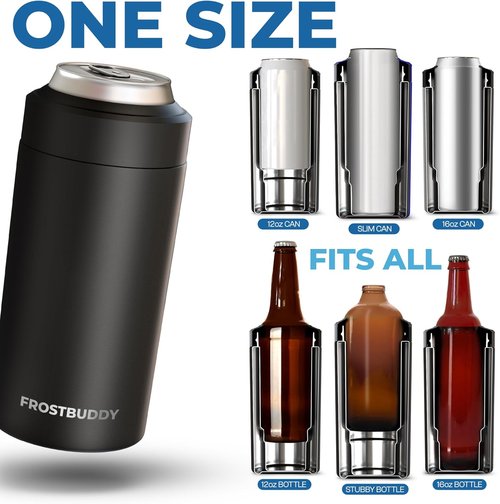 Frost Buddy Can Cooler - Universal Fit for 12 & 16 oz or Slim Bottles - Insulated Stainless Steel (Nebula)