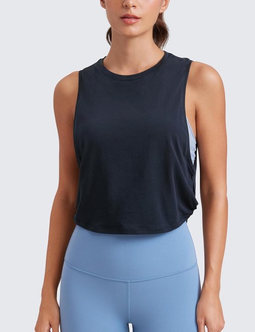 CRZ YOGA Pima Cotton Tank Top for Women - Loose Fit Sleeveless Workout Shirt | Ideal for Yoga & Gym