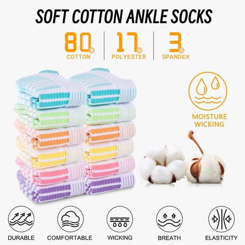 COOPLUS 6 Pairs Ankle Socks Womens Athletic Thick Cushioned Cotton Running Low Cut Tab Socks