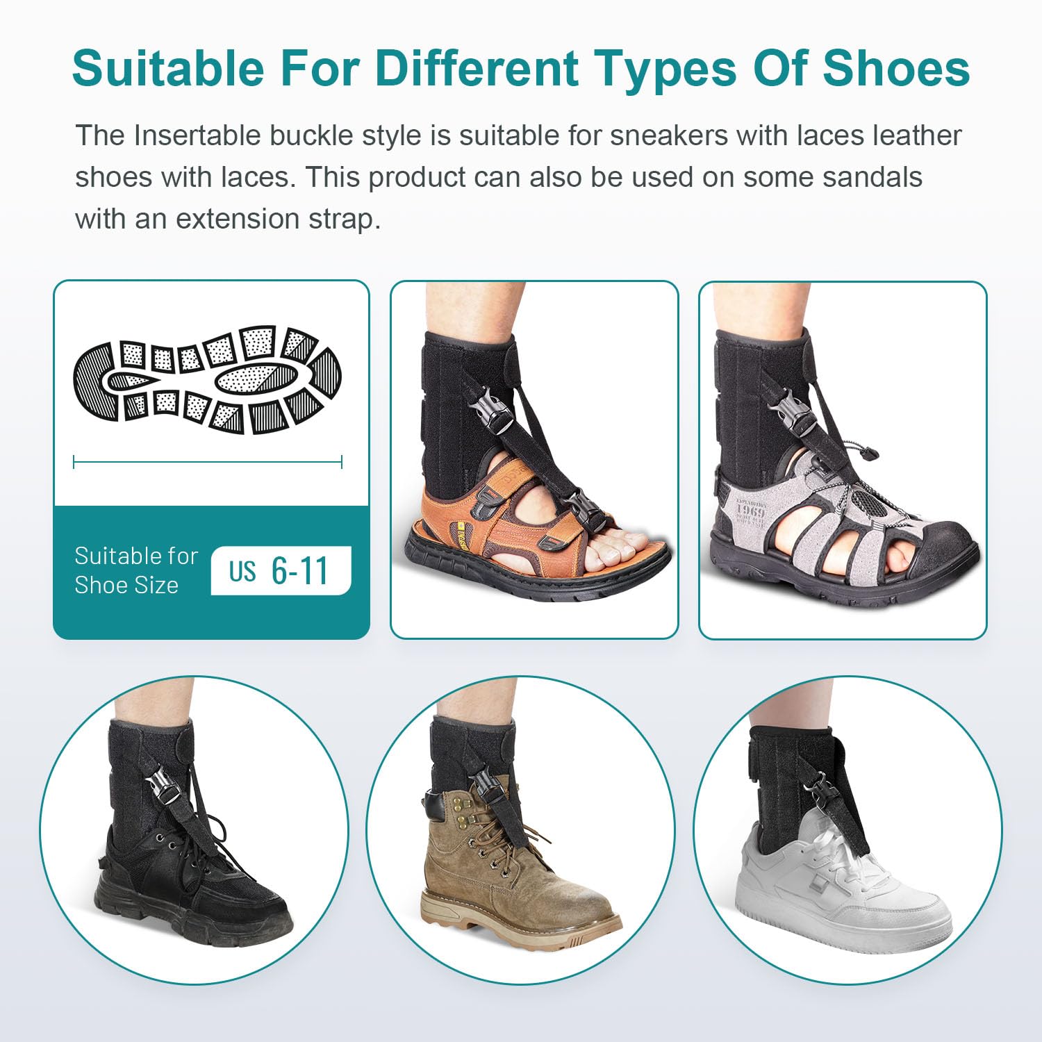 POZPO Foot Drop Brace for Walking Lifting Shoes, Drop Foot AFO Brace Help Raise Shoes, Foot Up Splint for Ankle, Improved Walking Gait, Prevent Falls and Injuries, for Left and Right-Black
