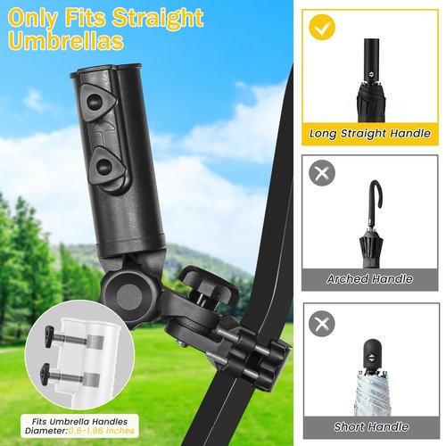 SANXIACAR Heavy Duty Golf Push Cart Umbrella Holder 180°Adjustable Aluminum Base for Stroller Bike Wheelchair Bicycle Mobility Scooter Beach Chair Shopping Cart Universal Windproof Umbrella Mount Kit