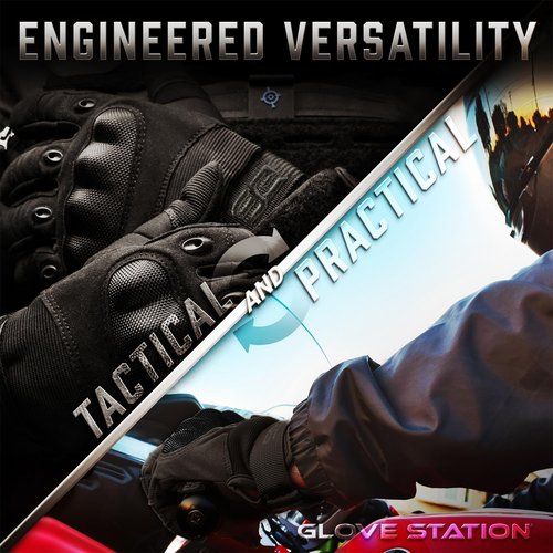 Glove Station Touchscreen Utility Gloves for Men - Hard Knuckle Protection for Motorcycle & Outdoor Work | Black X-Large