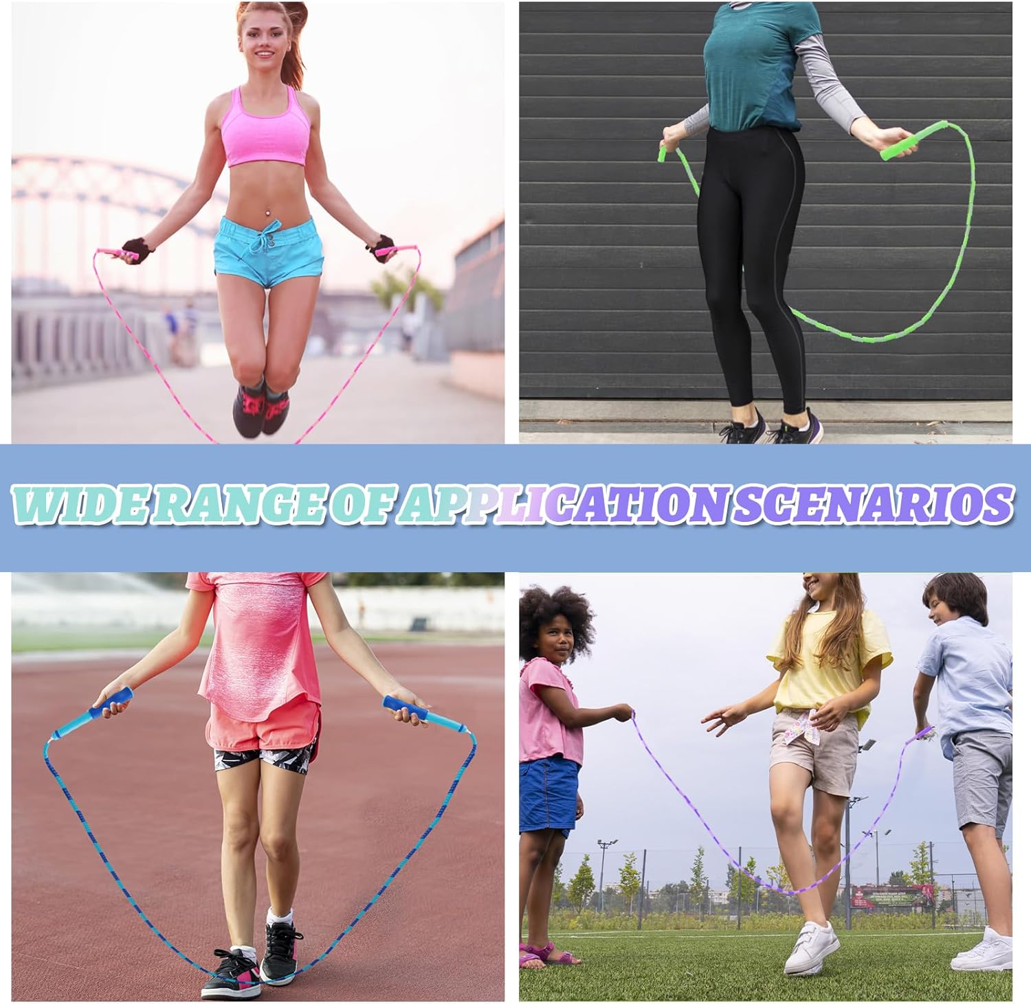 Skiennix 16 Pack Jump Ropes - Adjustable 9.2 Feet Soft Beaded Skipping Ropes for Adults & Kids | Ideal for Workouts & Weight Loss