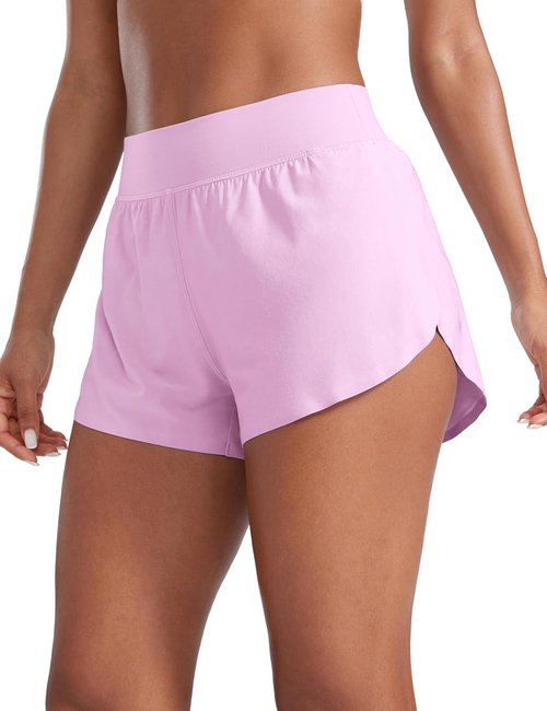 CRZ YOGA High Waisted Running Shorts - Comfy Mesh Liner for Women | Quick Dry, 3" Length
