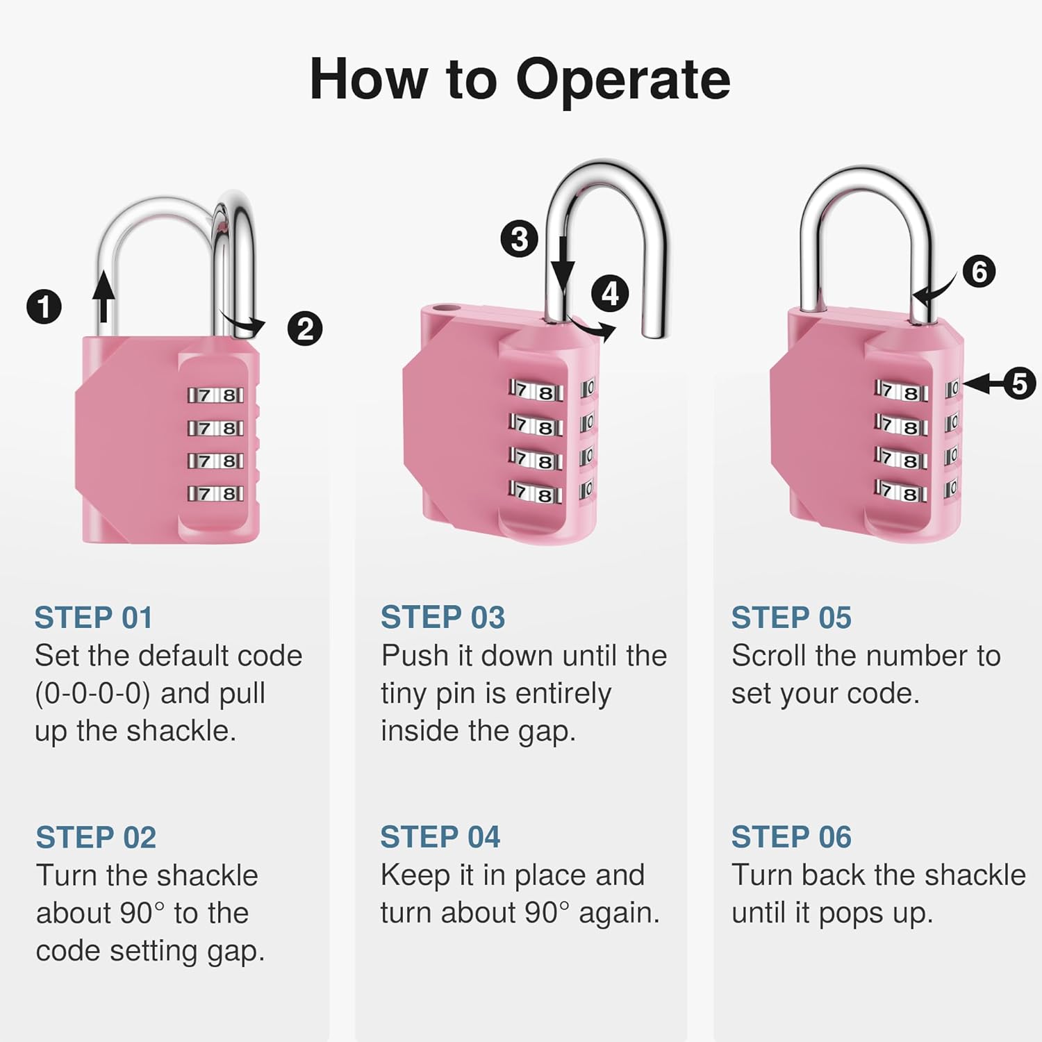 Puroma 4-Digit Waterproof Combination Lock - Secure Outdoor Padlock for Gym Lockers & Toolboxes | Basic Pink Rose
