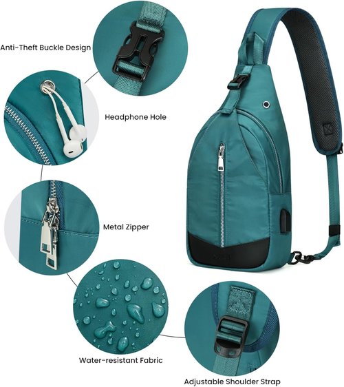 G4Free Sling Bag - RFID Blocking Crossbody Backpack with USB Charger Port | Small Daypack for Men & Women