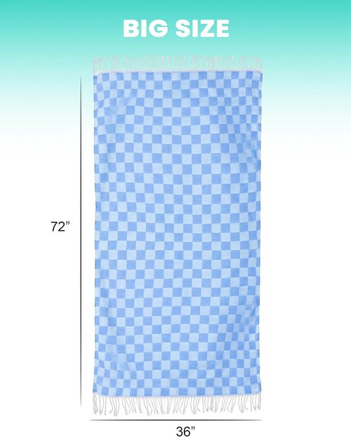 6 Packs Turkish Beach Towel Blanket Set Pool Bath Towels Bulk Multipack Travel Sand Free Quick Dry Extra Large Oversized Cute Big Cotton Soft Lightweight Compact Checkered Proof Cloud Men Women Adult