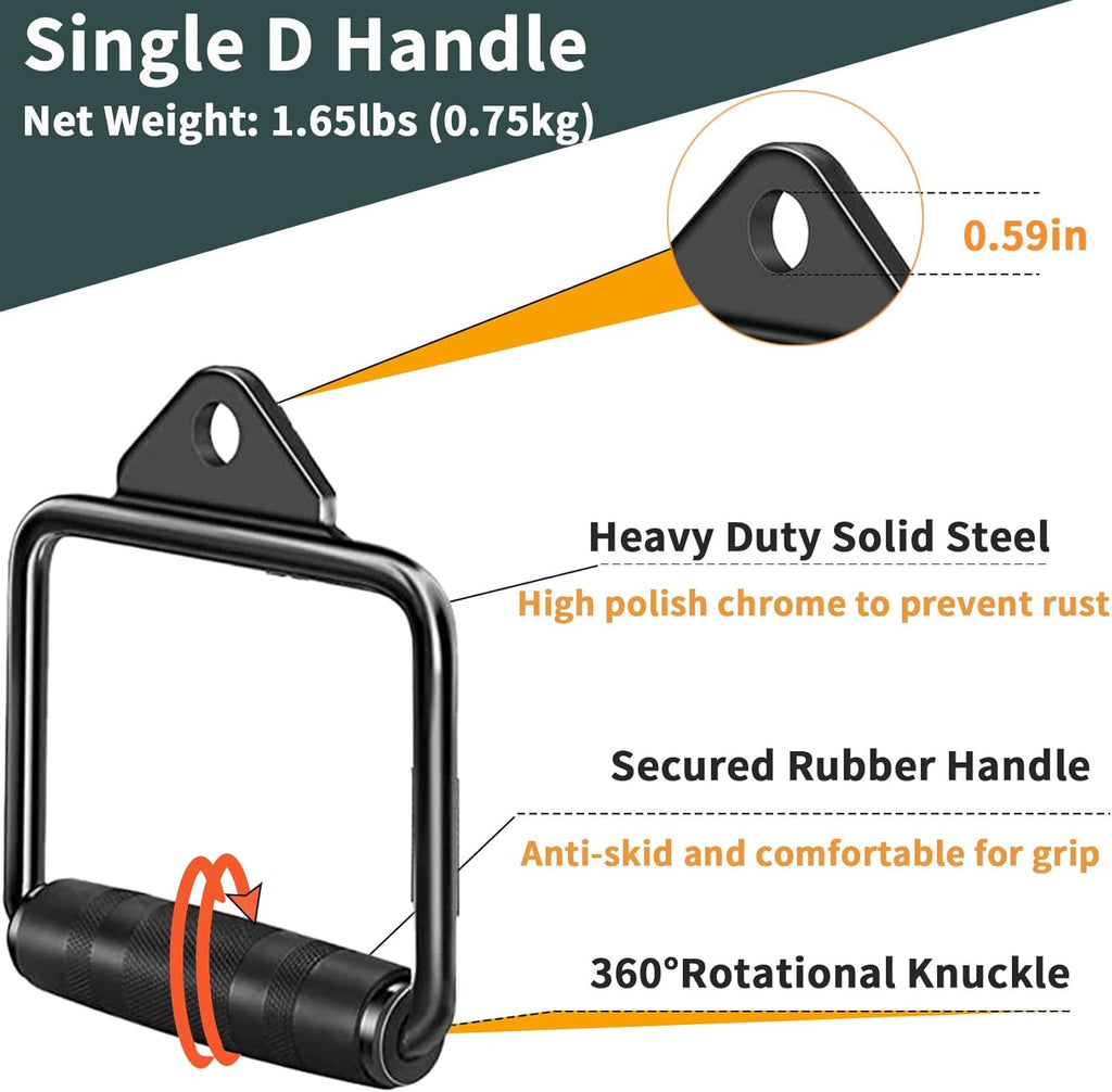 Solid Cable Machine Attachment - Versatile Gym Cable Attachments for Strength Training
