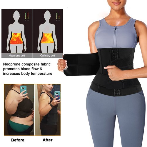 Eleady Wowen Sauna Waist Trainer Trimmer Belt for Weight Loss Corset Slimming Body Shaper Cincher Workout Sweat Sport Girdles (Black, X-Large)