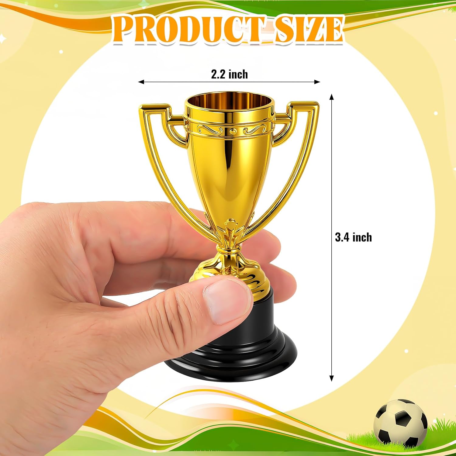 Skiennix Mini Trophies - Bulk Plastic Gold Trophy Cups for Kids' Sports Tournaments | 3.4 Inches