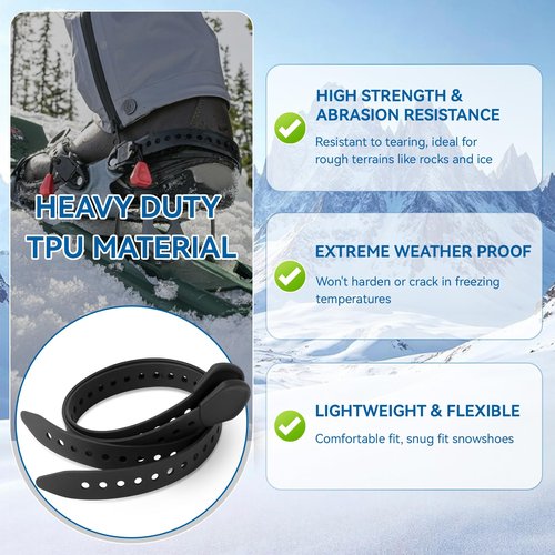 18 Inch Snowshoe Straps Replacement for MSR Snowshoe Binding Straps Kit - Compatible with MSR Denali Evo Ascent Snowshoes & PosiLock Bindings, Black, 2 Pack