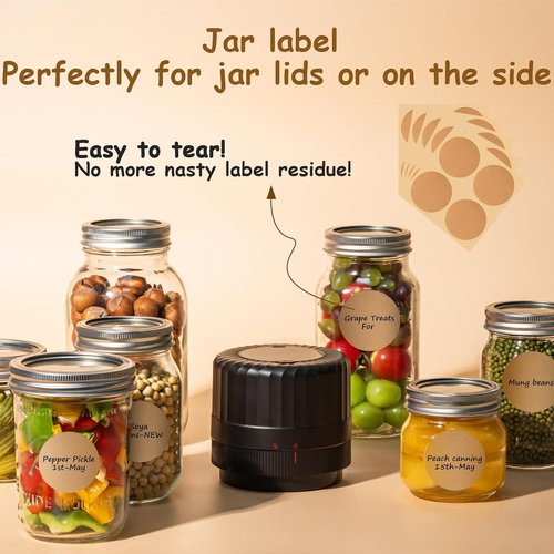 HTPOW Electric Mason Jar Vacuum Sealer - Fully Automatic Sealing Kit for Regular & Wide Mouth Jars - Black
