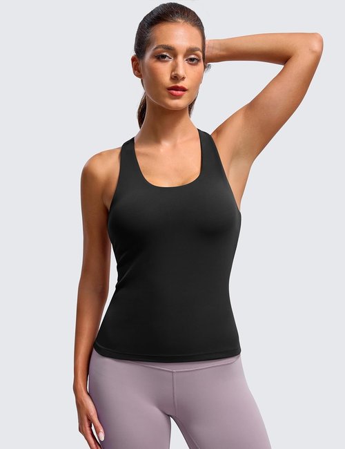BAYDI Clouduxi Workout Tank Tops - Racerback Yoga Shirts with Built-In Bra | Athletic Sleeveless Camisole