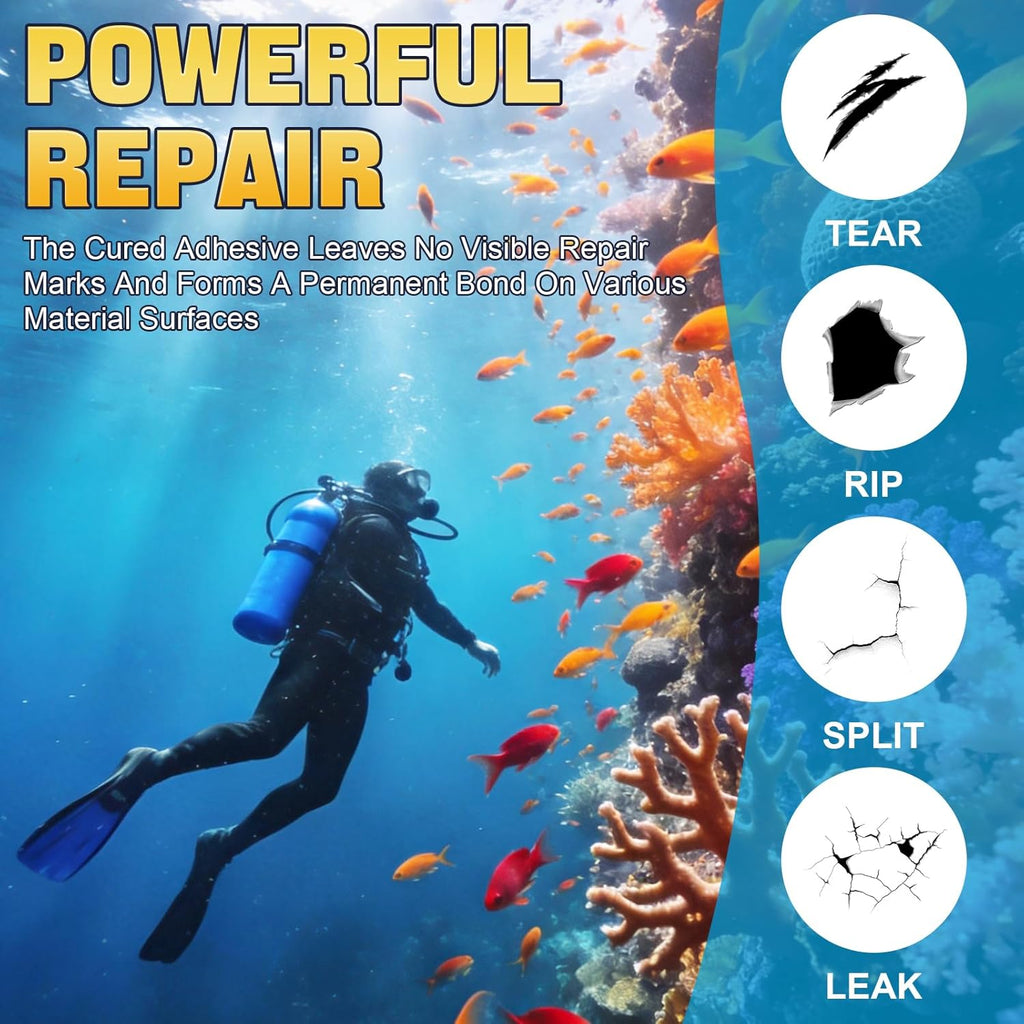 Wader Repair Kit - Transparent Repair Glue for Tears & Holes in Waders, Diving Suits & PVC Gear