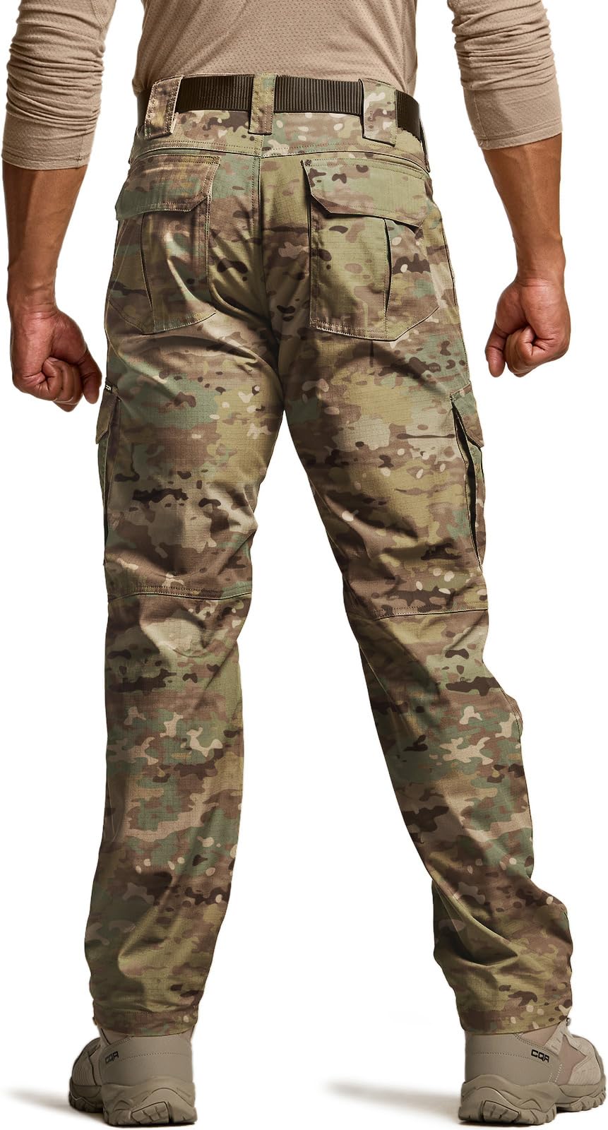 CQR Men's Tactical Pants, Water Resistant Ripstop Cargo Pants, Lightweight EDC Work Hiking Pants, Outdoor Apparel, Duratex Mag Pocket Utility Camo, 28W x 30L