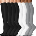 Sooverki Copper Compression Socks for Men & Women 8 Pack 15-20mmHg - Knee High Stockings Best Support for Running Athletic
