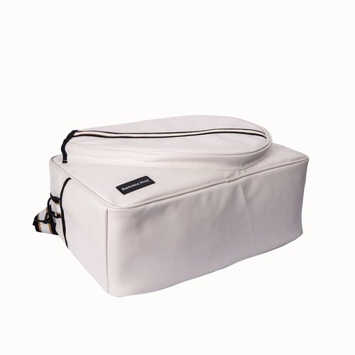 Remobia Hicol White PU Leather Women Large Sports Handbag Tennis Racket Shoulder Bag Tennis Tote Bag for 2 Rackets, with Water Bottle Holder