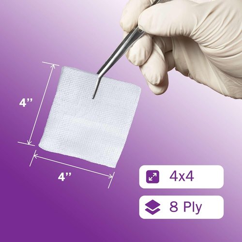4x4 Gauze Pads | 100% Cotton Non-Sterile Woven 8 Ply - 200 Count for Wound Care & First Aid