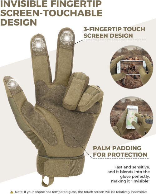 KEMIMOTO Tactical Gloves - Touchscreen Motorcycle Gloves with Hard Shell & Palm Padding | Perfect for Sports, Cycling, and Outdoor Activities