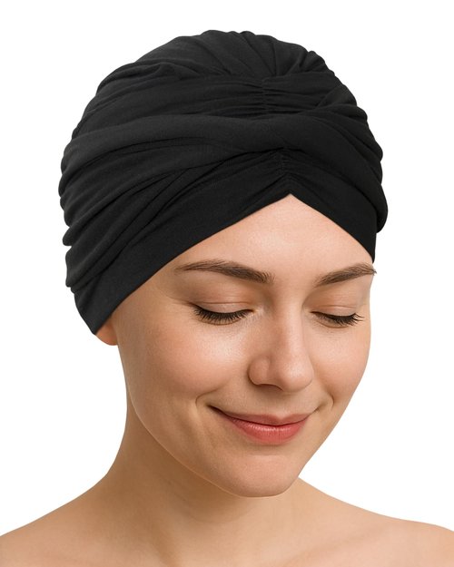 Soft Chemo Headwear for Women Hats for Cancer Patients Head Wraps Alopecia Head Coverings Chemotherapy Must Haves Care Gifts Womens Turbans Cancer Headwear for Women Chemo Beanies Black