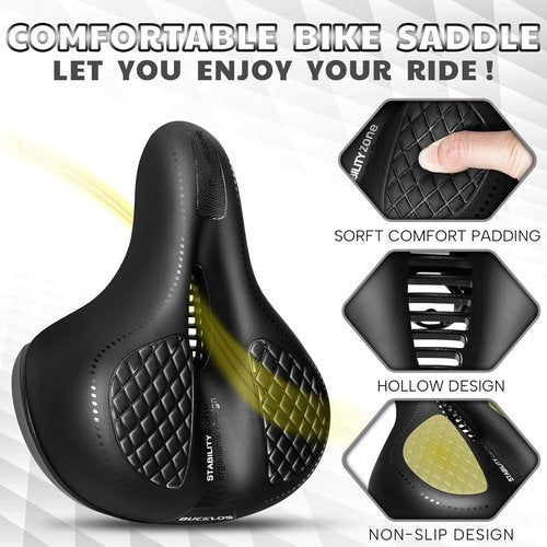 BUCKLOS Comfortable Bike Seat Cushion - Soft Memory Foam Padded Saddle for Men & Women | Fits Peloton & Exercise Bikes