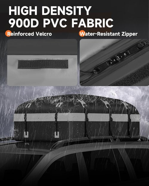 Car Rooftop Cargo Carrier Bag - 30 Cubic Feet Waterproof Soft-Shell Luggage with Straps & Hooks