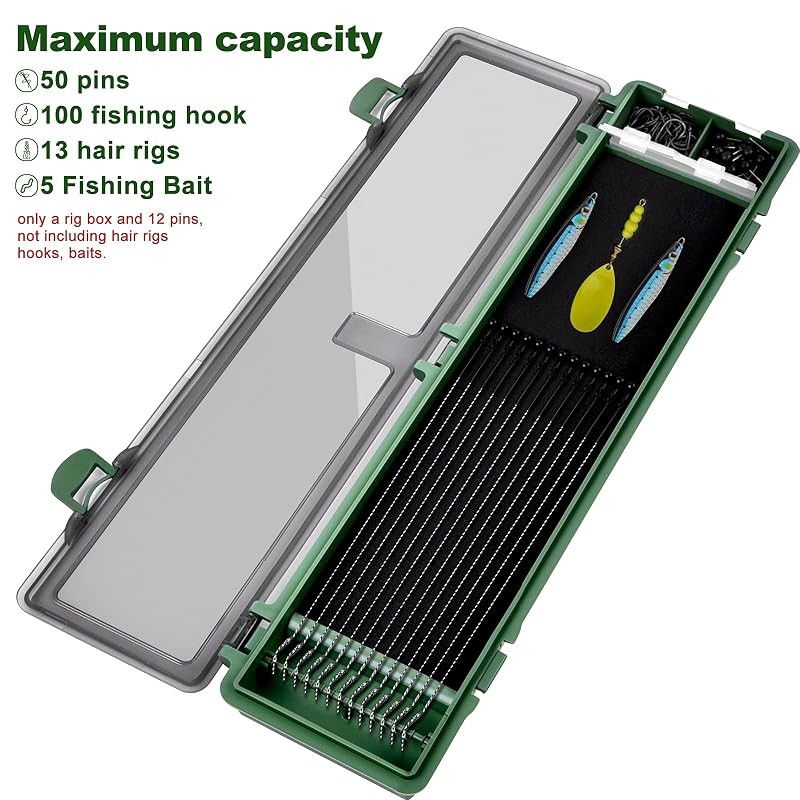 Variation 2: Carp Fishing Rig Box with 12 Pins – Hair Rig Storage Container